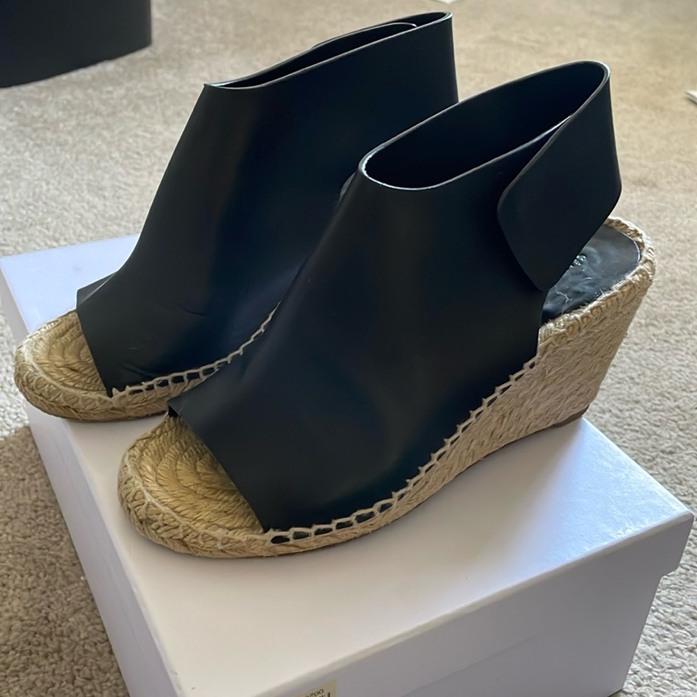 Authentic Celine leather peep toe espadrilles, size 36 or US 6.5- 7